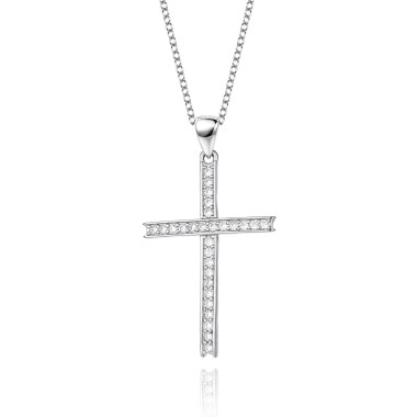Cubic Zirconia Cross Pendant Necklace 80200019