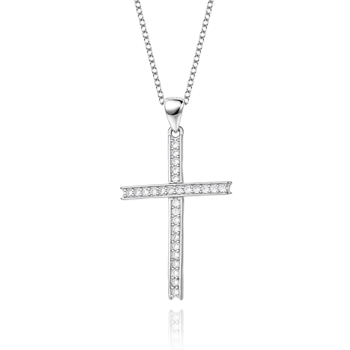 Cubic Zirconia Cross Pendant Necklace 80200019