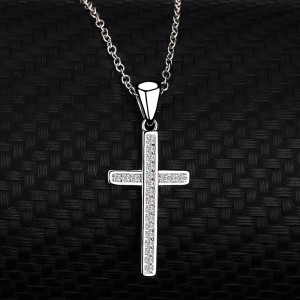 Cubic Zirconia Cross Pendant Necklace 80200020