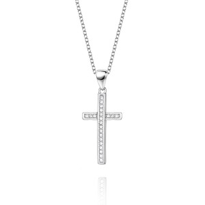 Cubic Zirconia Cross Pendant Necklace 80200020