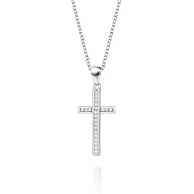 Cubic Zirconia Cross Pendant Necklace 80200020