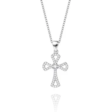 Cubic Zirconia Cross Pendant Necklace 80200022