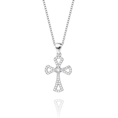 Cubic Zirconia Cross Pendant Necklace 80200022