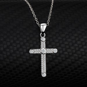 Cubic Zirconia Cross Pendant Necklace 80200023