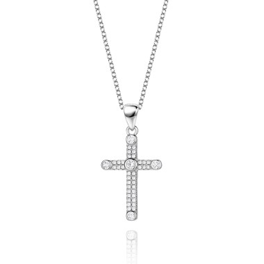 Cubic Zirconia Cross Pendant Necklace 80200023