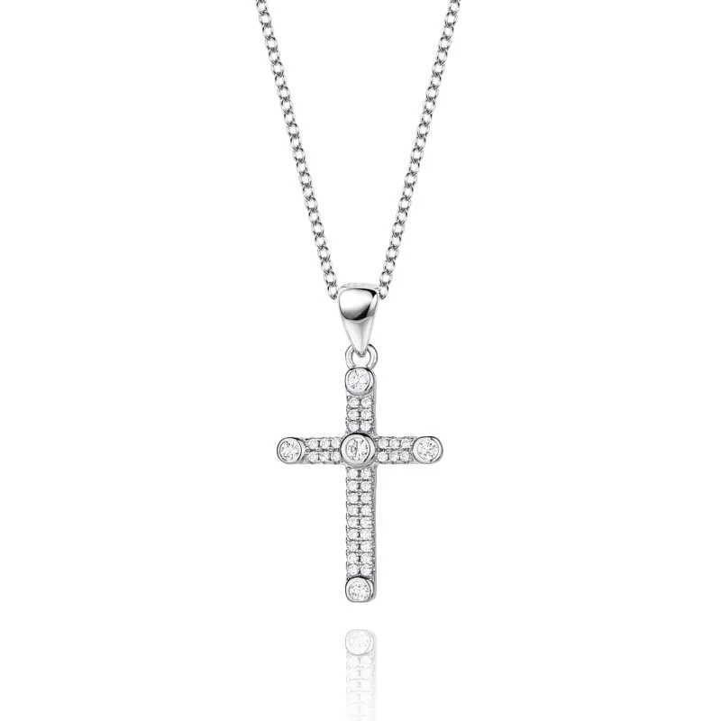 Cubic Zirconia Cross Pendant Necklace 80200023