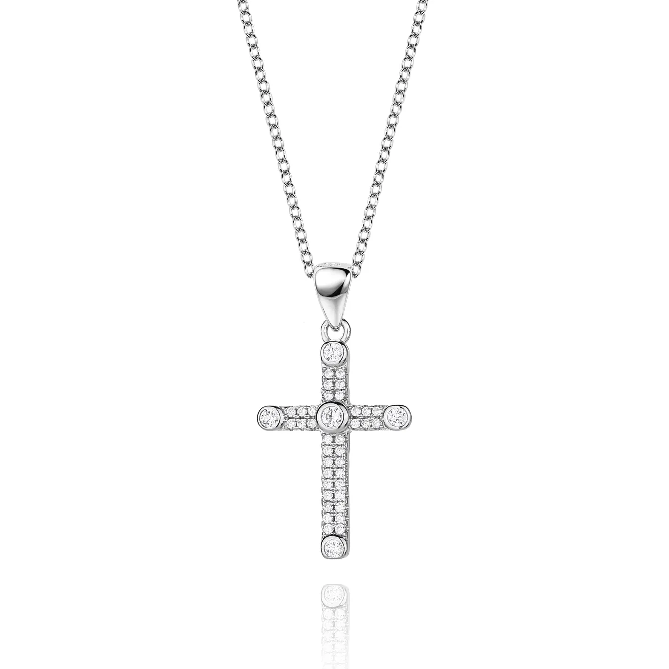 Cubic Zirconia Cross Pendant Necklace 80200023