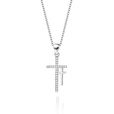 Cubic Zirconia Cross Pendant Necklace 80200024