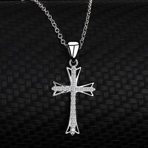 Cubic Zirconia Cross Pendant Necklace 80200025