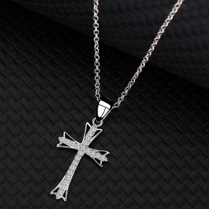 Cubic Zirconia Cross Pendant Necklace 80200025
