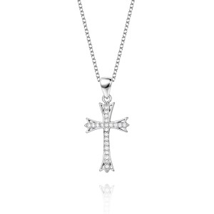 Cubic Zirconia Cross Pendant Necklace 80200025