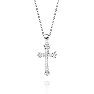 Cubic Zirconia Cross Pendant Necklace 80200025