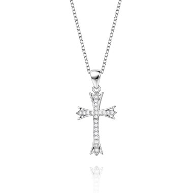 Cubic Zirconia Cross Pendant Necklace 80200025