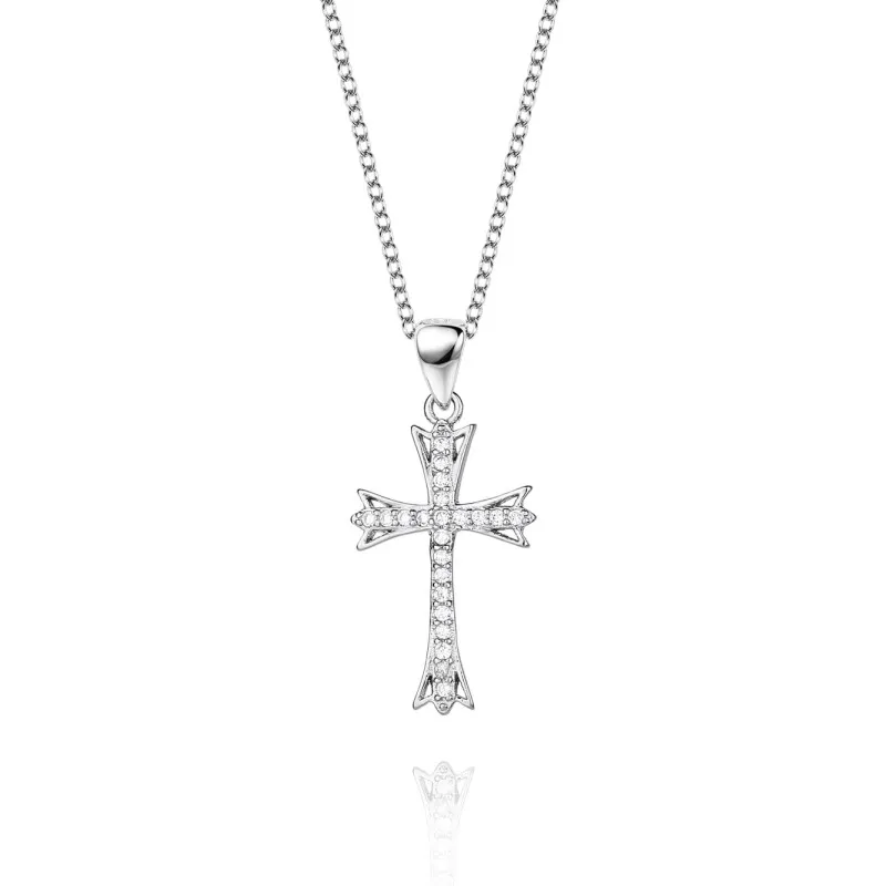 Cubic Zirconia Cross Pendant Necklace 80200025