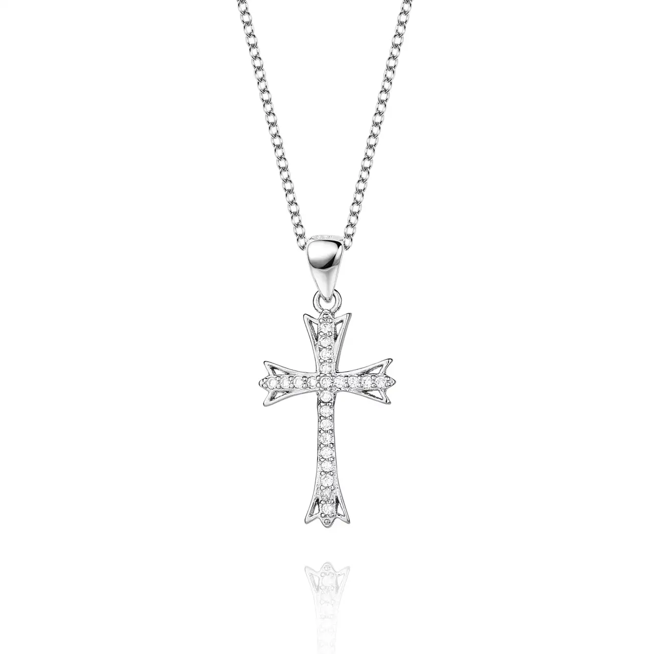 Cubic Zirconia Cross Pendant Necklace 80200025
