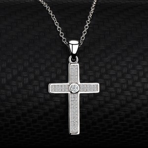 Cubic Zirconia Cross Pendant Necklace 80200026