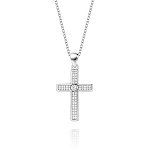 Cubic Zirconia Cross Pendant Necklace 80200026