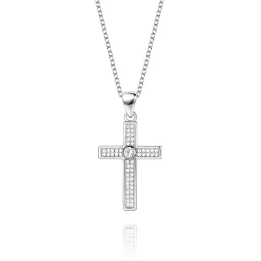 Cubic Zirconia Cross Pendant Necklace 80200026