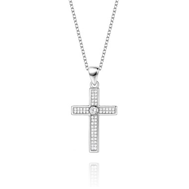 Cubic Zirconia Cross Pendant Necklace 80200026