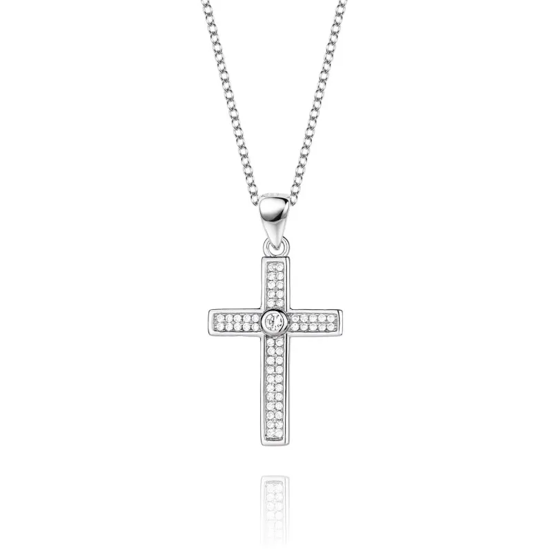 Cubic Zirconia Cross Pendant Necklace 80200026
