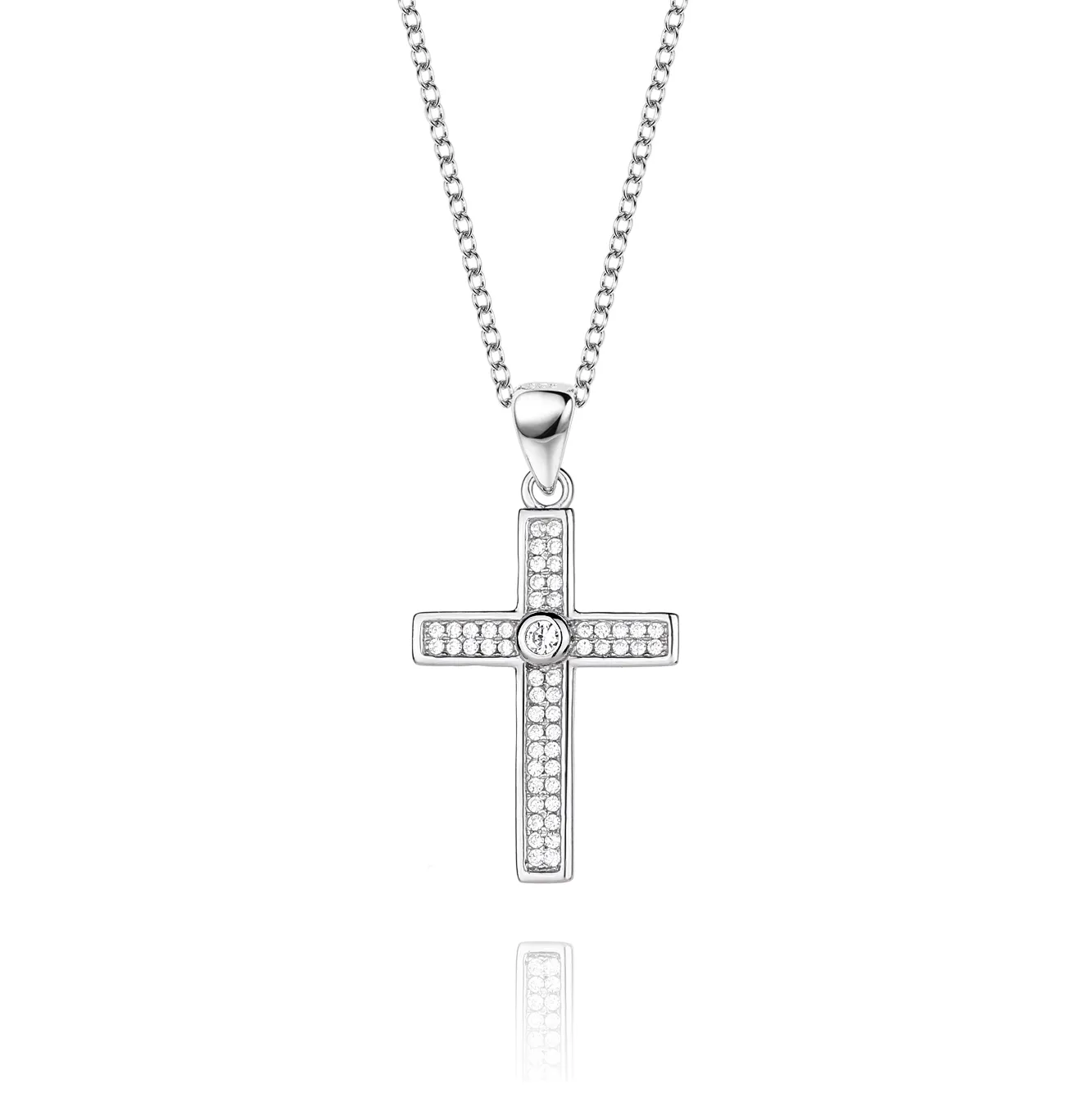 Cubic Zirconia Cross Pendant Necklace 80200026