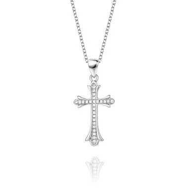 Cubic Zirconia Cross Pendant Necklace 80200027