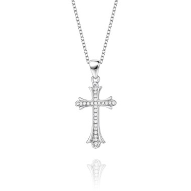 Cubic Zirconia Cross Pendant Necklace 80200027