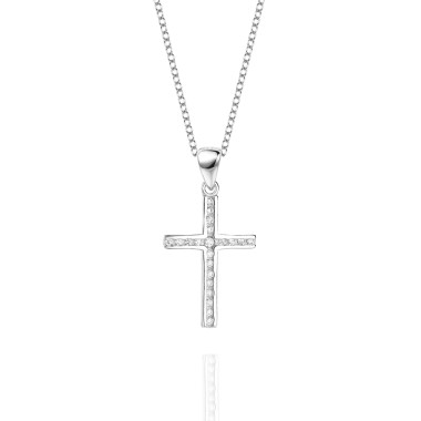 Cubic Zirconia Cross Pendant Necklace 80200029