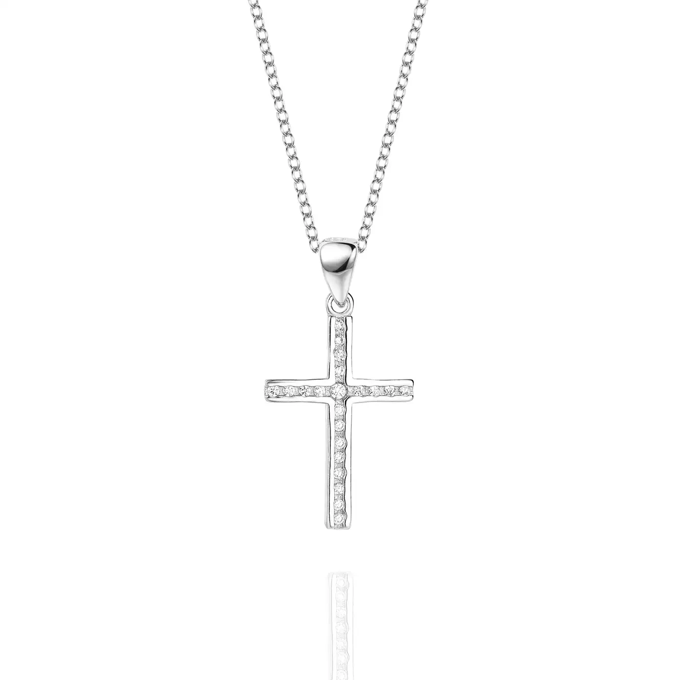 Cubic Zirconia Cross Pendant Necklace 80200029