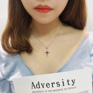 Cubic Zirconia Cross Pendant Necklace 80200030