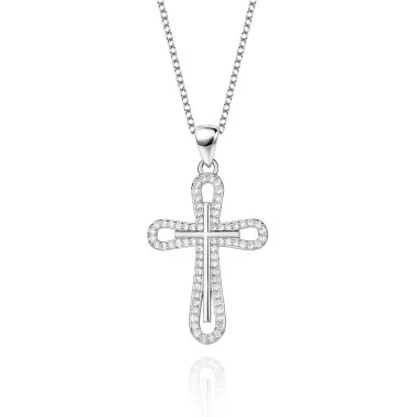 Cubic Zirconia Cross Pendant Necklace 80200031