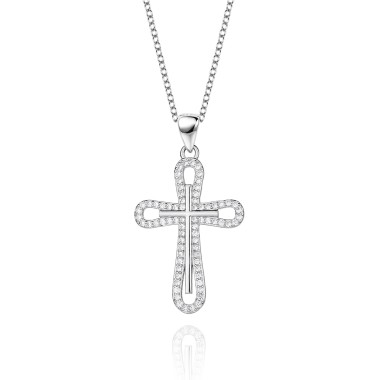 Cubic Zirconia Cross Pendant Necklace 80200031