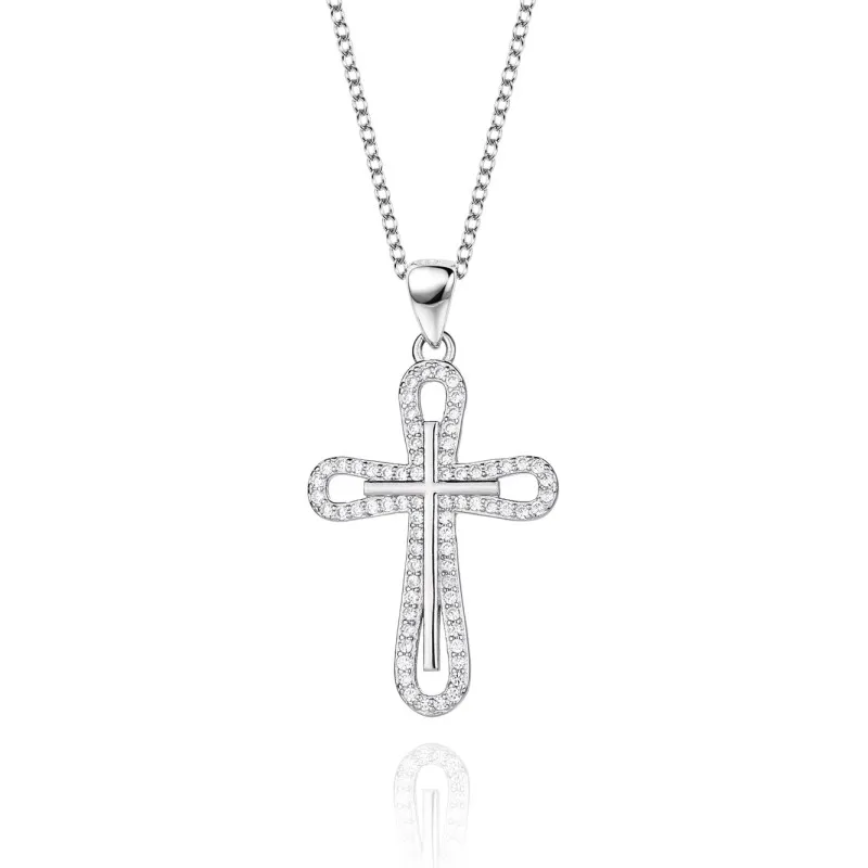 Cubic Zirconia Cross Pendant Necklace 80200031