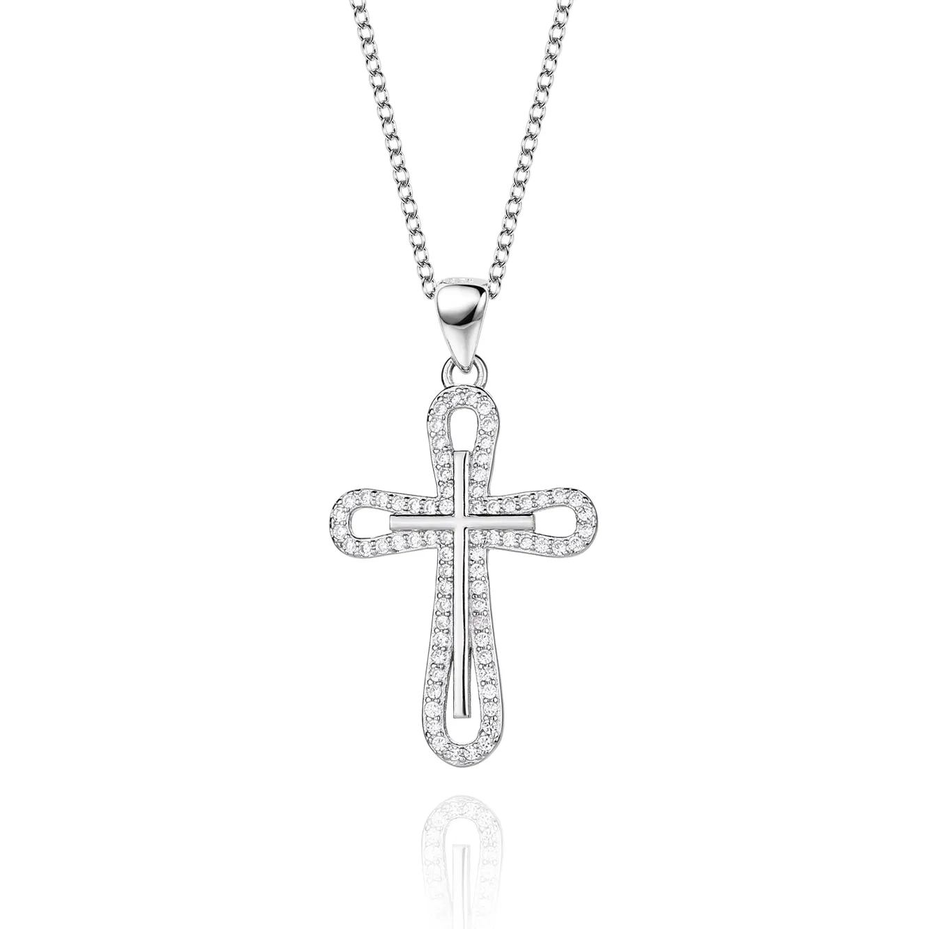 Cubic Zirconia Cross Pendant Necklace 80200031