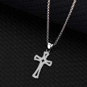 Cubic Zirconia Cross Pendant Necklace 80200032