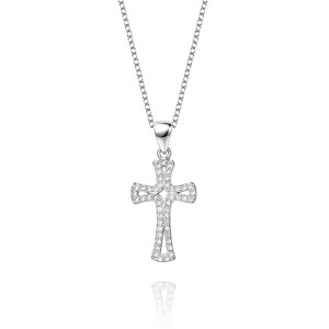Cubic Zirconia Cross Pendant Necklace 80200032