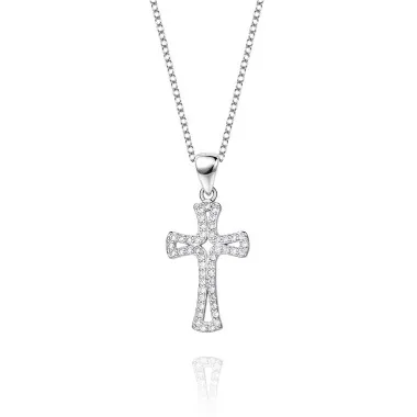 Cubic Zirconia Cross Pendant Necklace 80200032