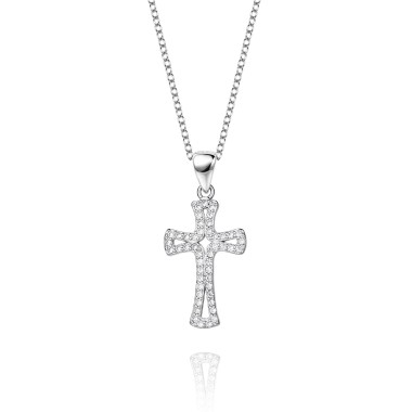 Cubic Zirconia Cross Pendant Necklace 80200032
