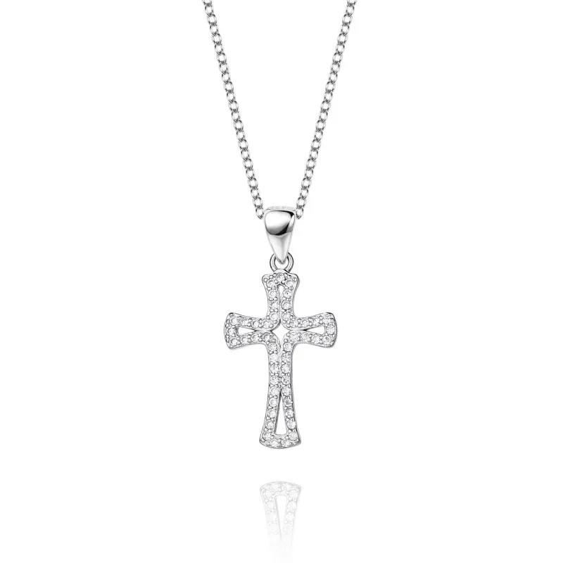 Cubic Zirconia Cross Pendant Necklace 80200032