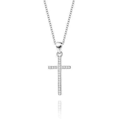 Cubic Zirconia Cross Pendant Necklace 80200033