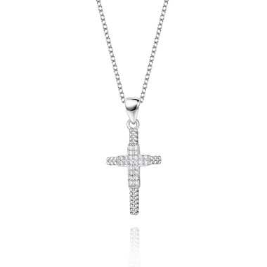 Cubic Zirconia Cross Pendant Necklace 80200034