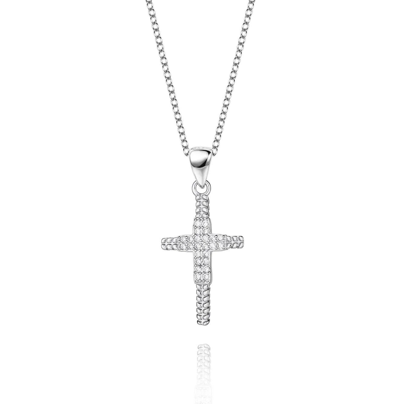 Cubic Zirconia Cross Pendant Necklace 80200034