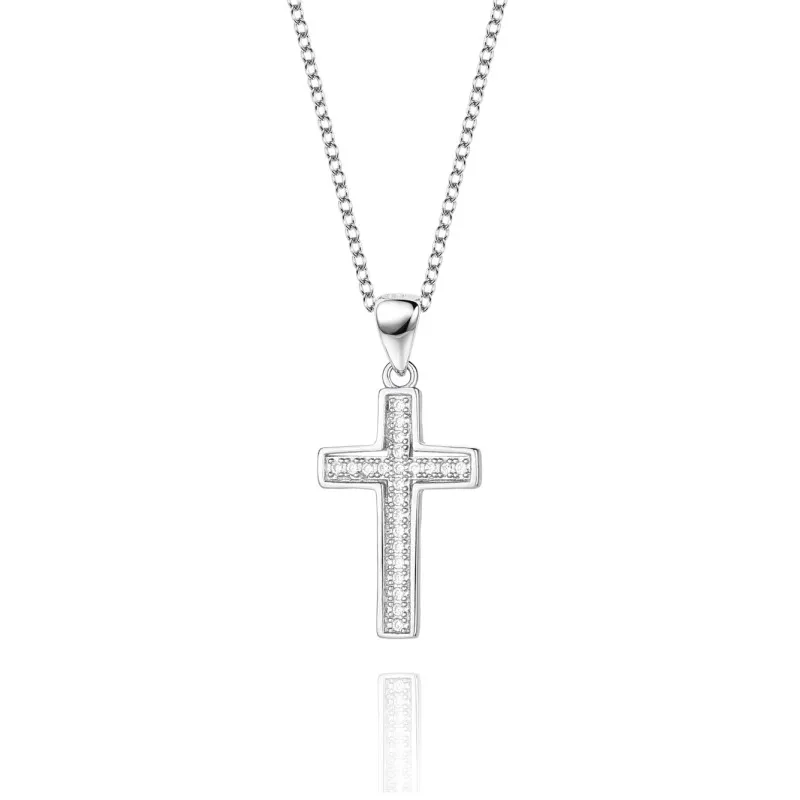 Cubic Zirconia Cross Pendant Necklace 80200035