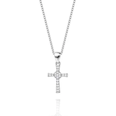 Cubic Zirconia Cross Pendant Necklace 80200036