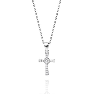Cubic Zirconia Cross Pendant Necklace 80200036