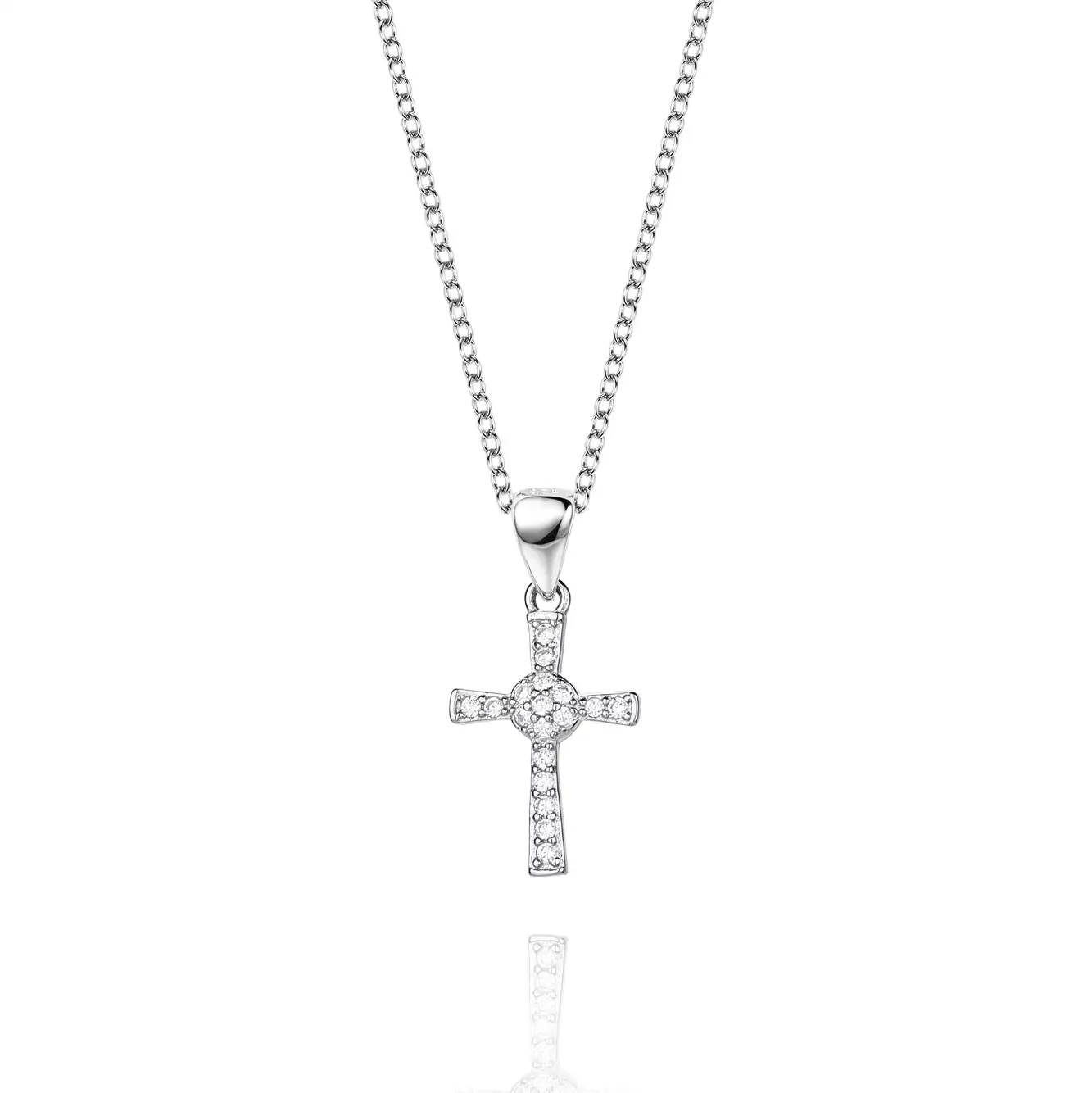 Cubic Zirconia Cross Pendant Necklace 80200036