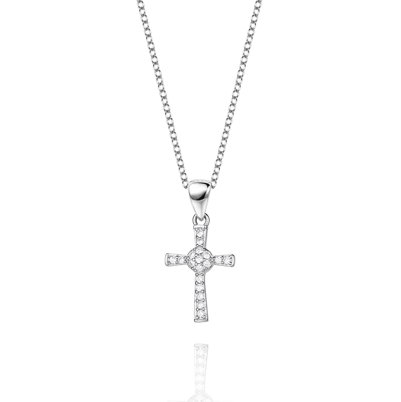 Cubic Zirconia Cross Pendant Necklace 80200036