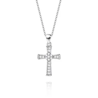 Cubic Zirconia Cross Pendant Necklace 80200037