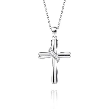 Cubic Zirconia Cross Pendant Necklace 80200038