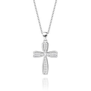 Cubic Zirconia Cross Pendant Necklace 80200039